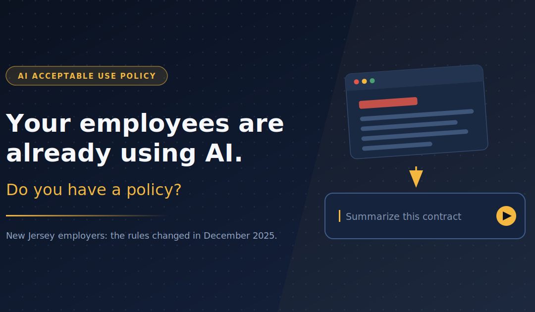AI acceptable use policy graphic showing a confidential document being pasted into an AI chat prompt