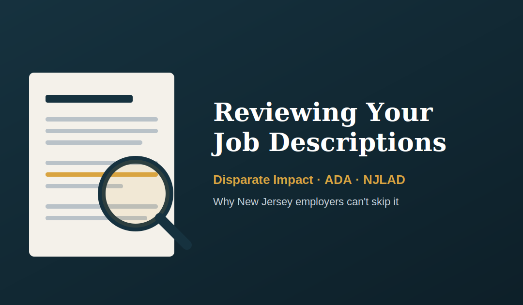 Illustration of a magnifying glass reviewing a highlighted line in a job description document