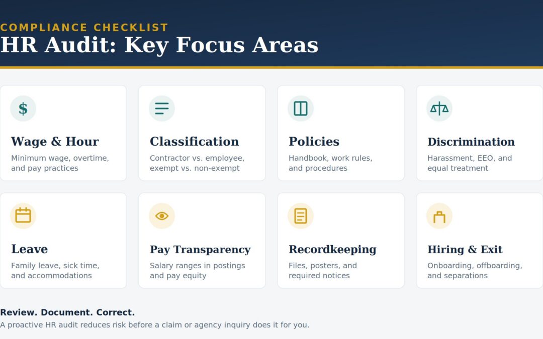HR audit key focus areas checklist for New Jersey employers